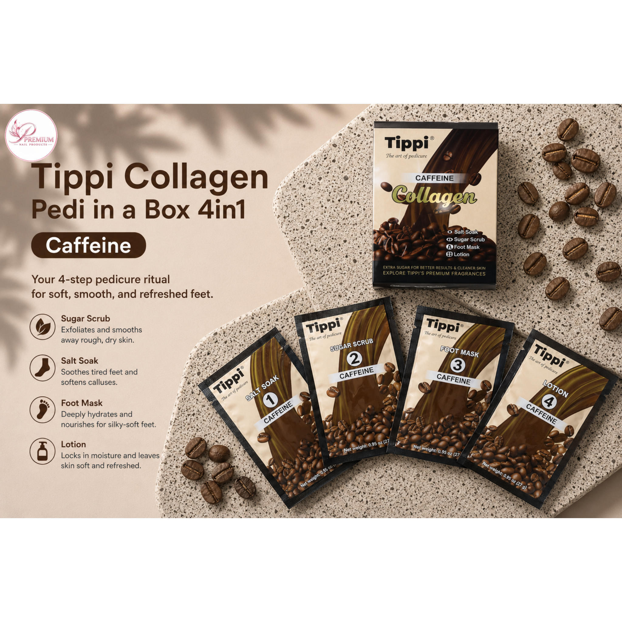 Tippi Collagen Pedi in a Box 4in1 - Caffein