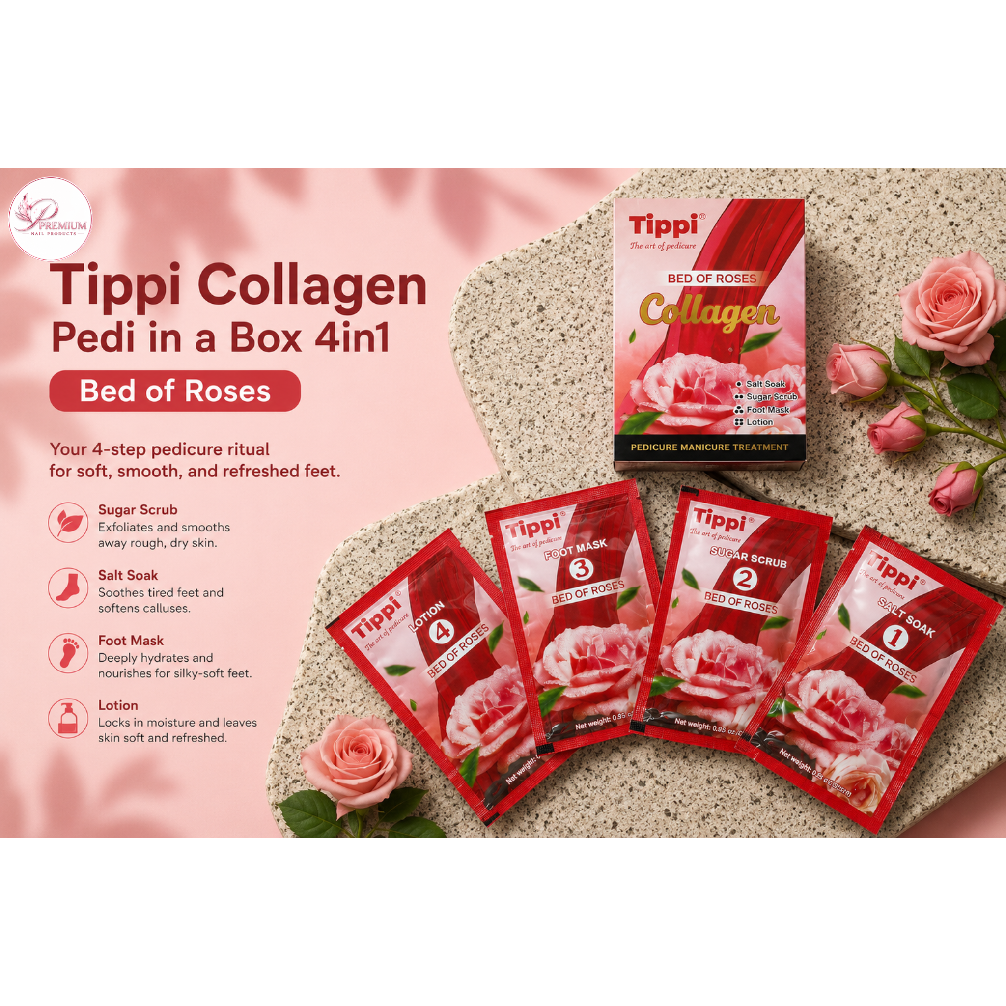 Tippi Collagen Pedi in a Box 4in1 - Bed of Roses