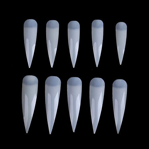 MS 500 Pcs Long Sharp Nail Art Tips Natural ( From size 0 to 9)