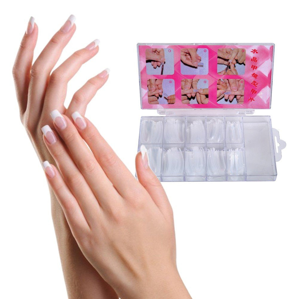 Acrylic Clear Fake Nails Tips 10 Sizes ( Box of 100pcs)