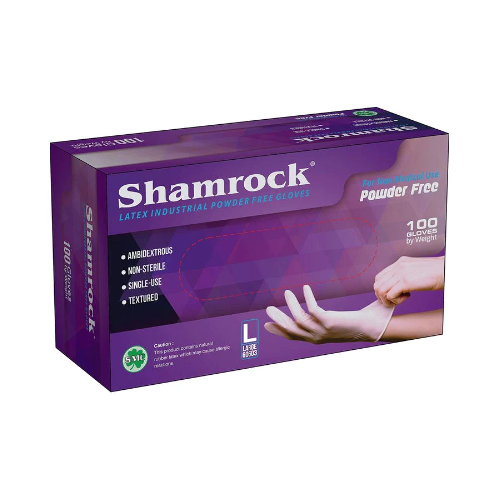 Shamrock Latex Gloves Box Large Size ( Powder Free )