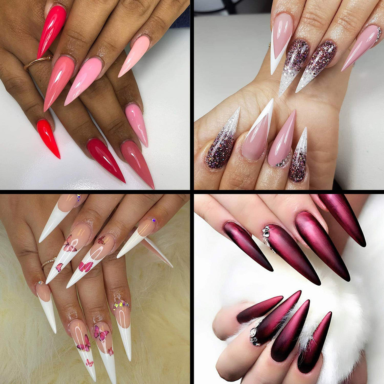 Stiletto Nail Tips Natural 10 Sizes ( Bag of 500pcs )