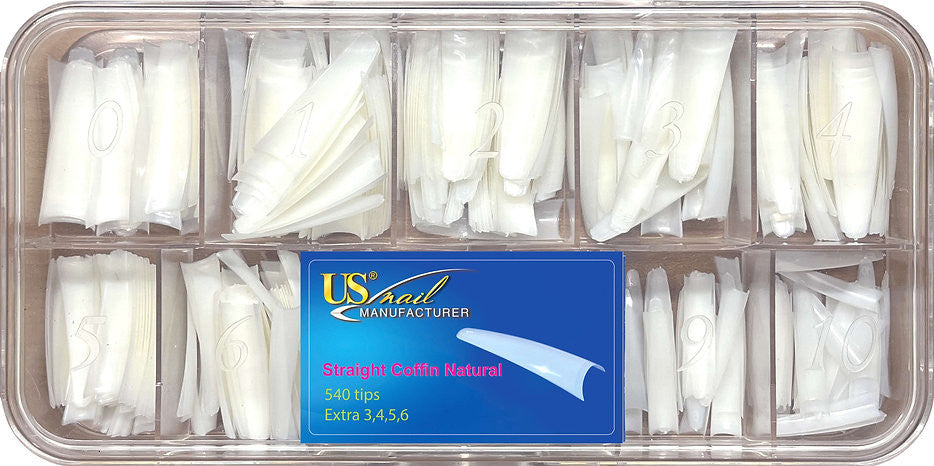 USN - Straight Coffin Natural Nail Tip 540 /Box