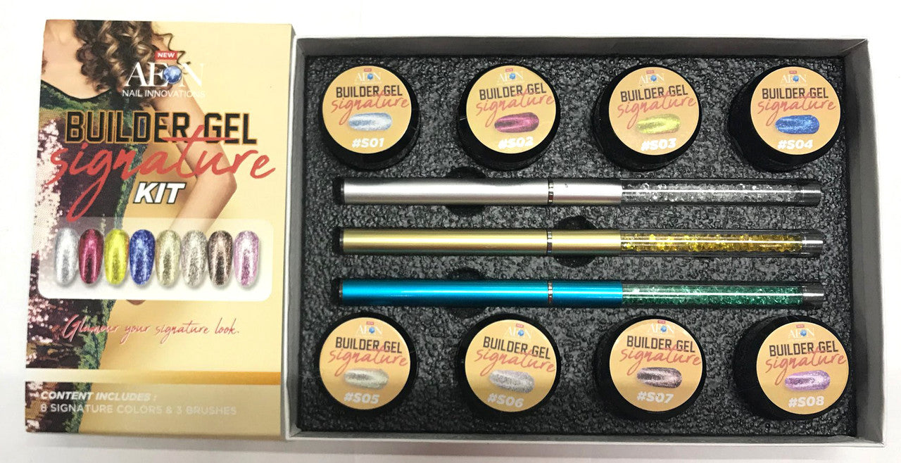 Aeon Builder Gel Signature ( set of 8 Colors ) + Free 3 Design Brushes