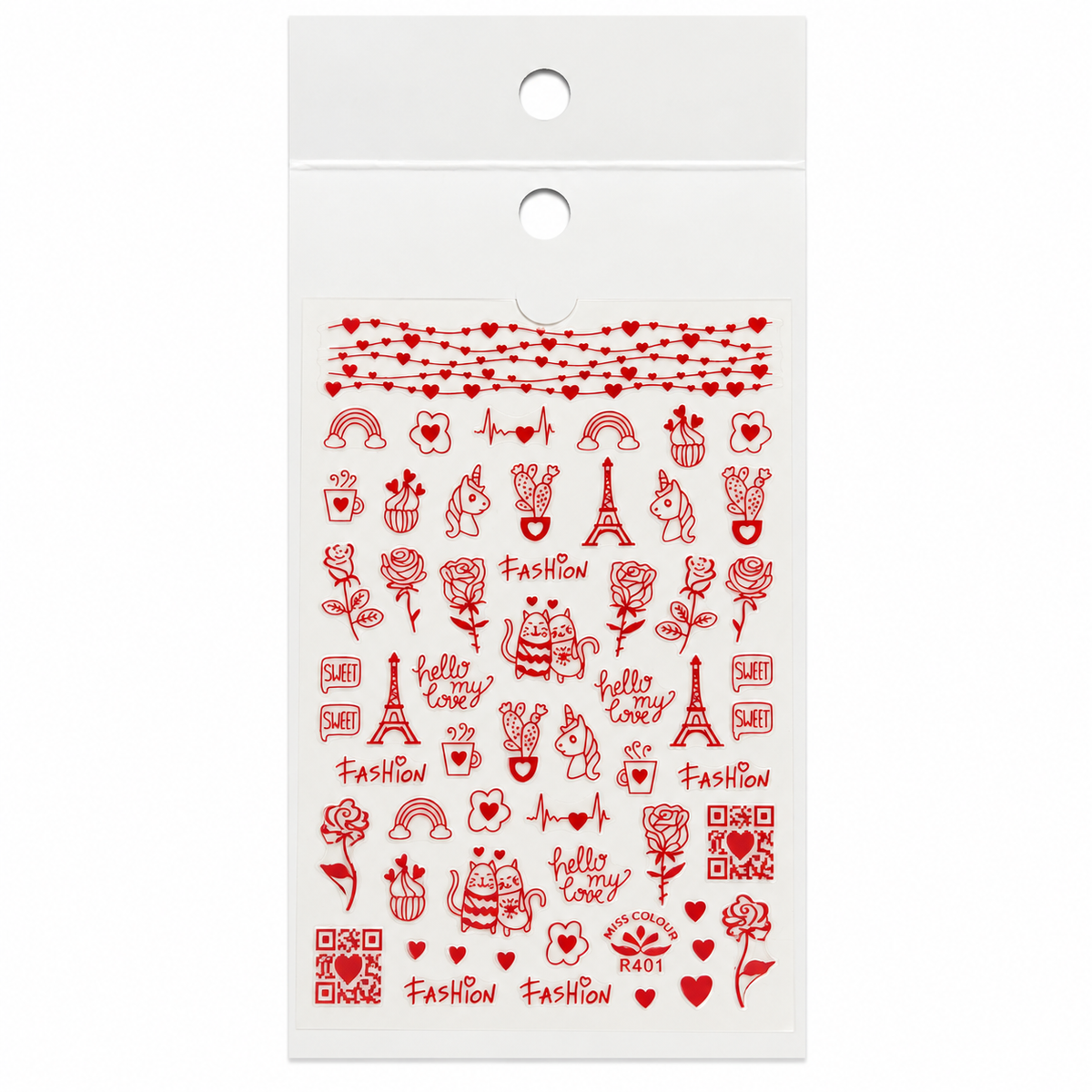 Valentine Nail Sticker: Red Color