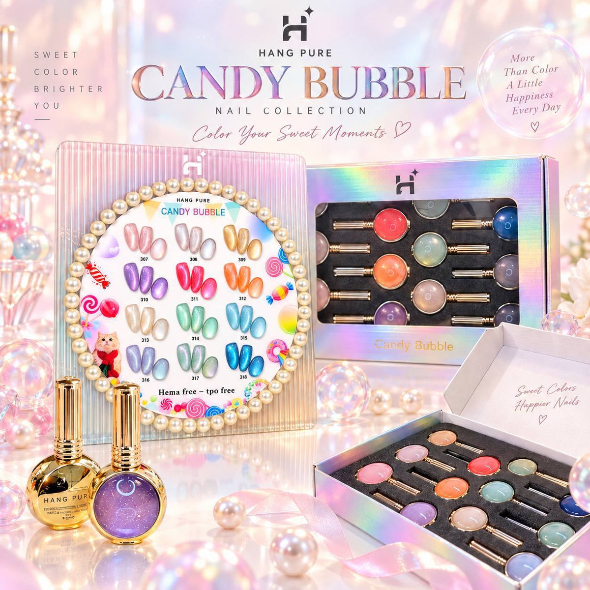 HANG CANDY BUBBLE CATEYE 12 COLORS - FREE 1 SET WATER DROP + 1 MAGNET