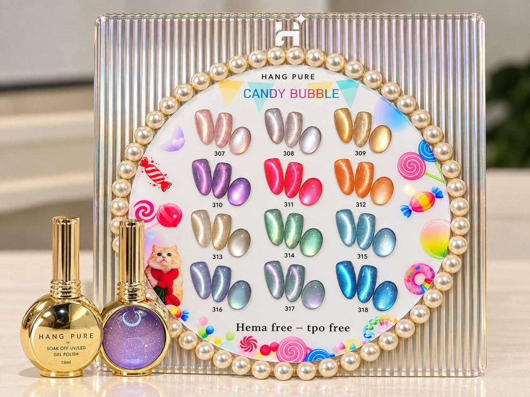 COMBO 200 HANG Fragrance Cuticle Oil Made in USA + Free 1 Set Cat Eye 12 Colors (Options) + Free Paper Rack