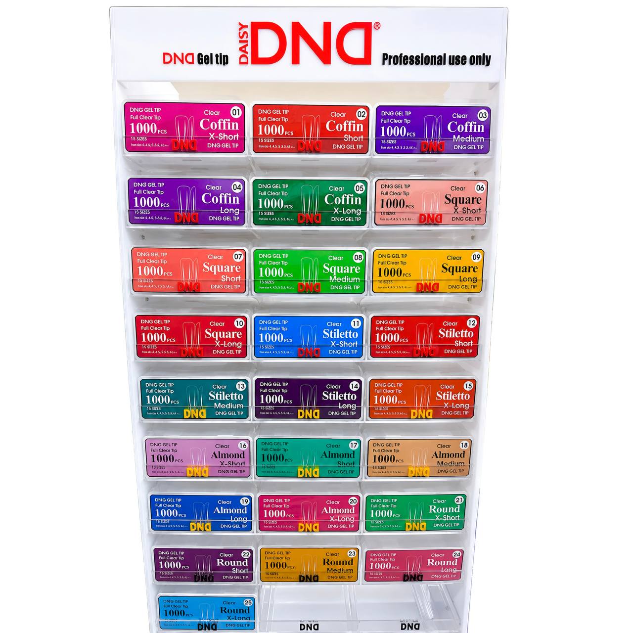 DND Soft Gel Tips Full Clear Tip - 15 Sizes/ 1000 Tips (Extra size 4->6) BUY 5 GET 1 FREE