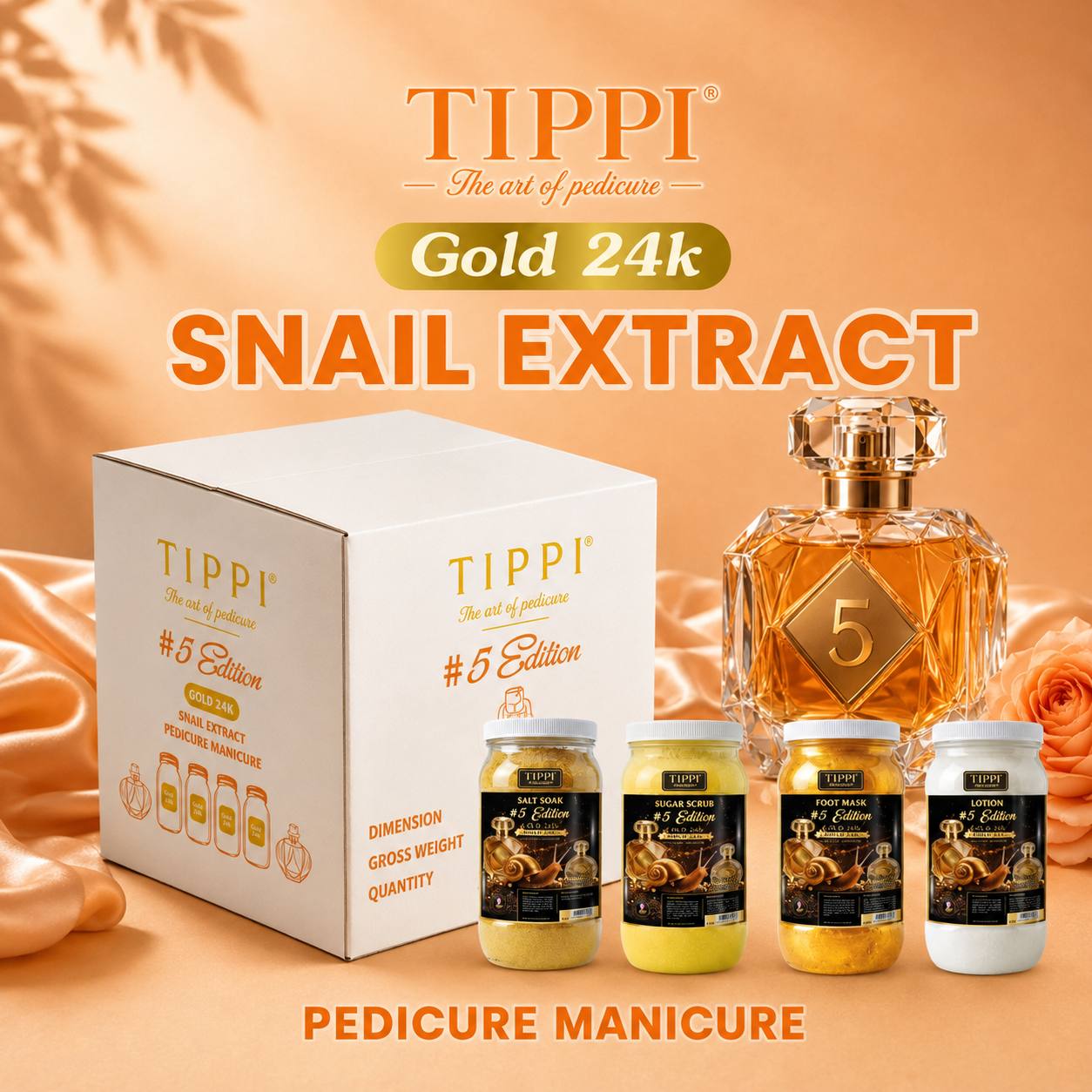 TIPPI Gold 24K Snail Extract 4-Step Pedicure | 1 Gallon Each