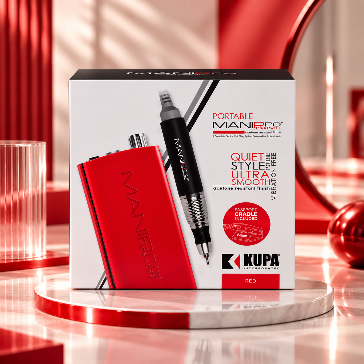 Kupa MANIPro Passport Complete - Red + Companion Handpiece Set