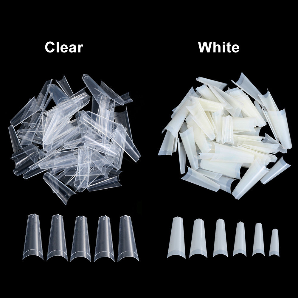Coffin Nail Tips Clear 10 Sizes ( Bag of 500pcs )