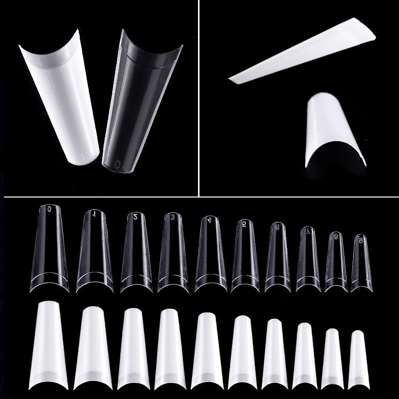 Coffin Nail Tips Clear 10 Sizes ( Bag of 500pcs )