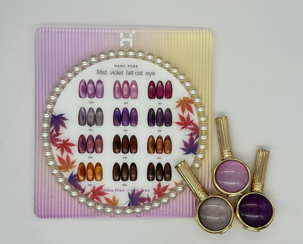 Hang Cateye Mist Violet Fall Collection 12 Colors (259 - 270) - Free 1 Set Water Drop + 2 Magnet (Ring+French)