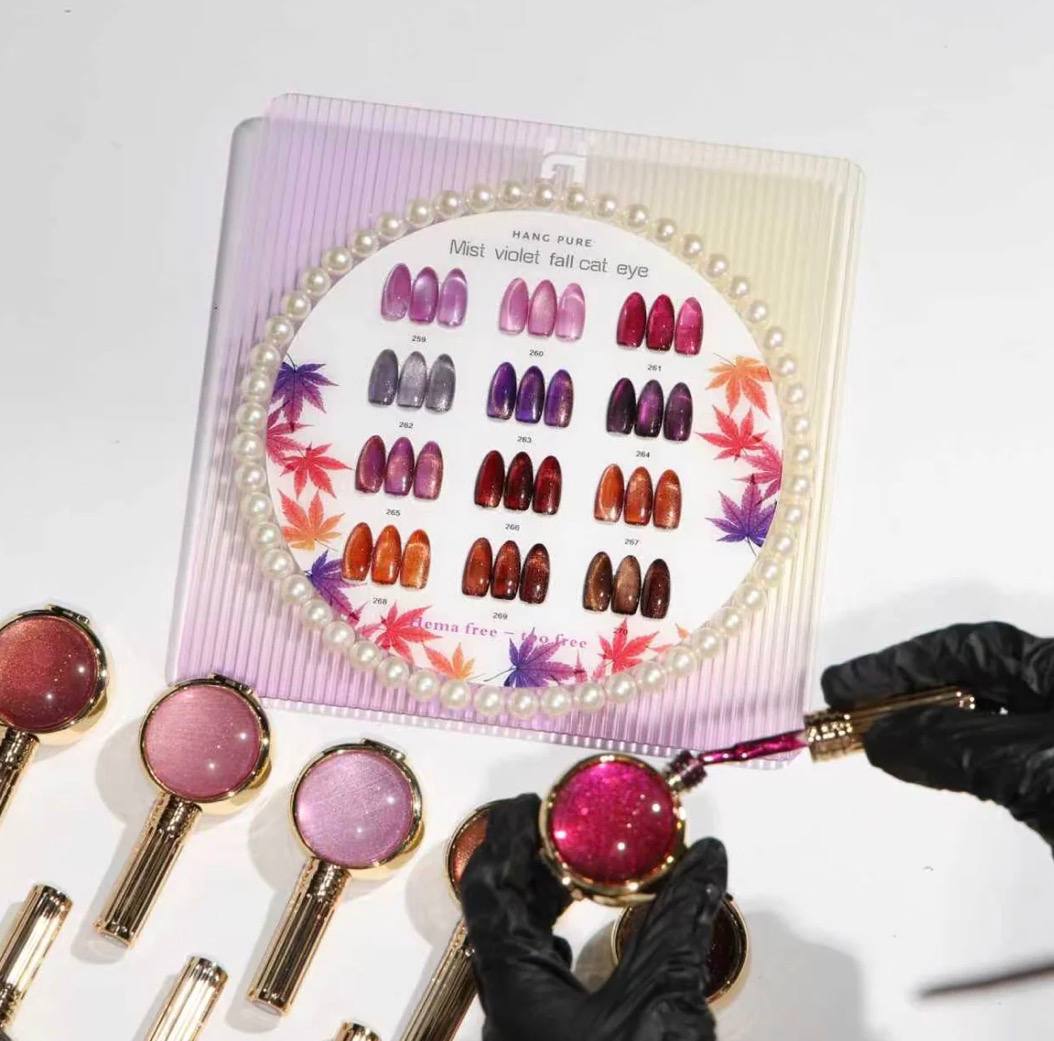 Hang Cateye Mist Violet Fall Collection 12 Colors (259 - 270) - Free 1 Set Water Drop + 2 Magnet (Ring+French)