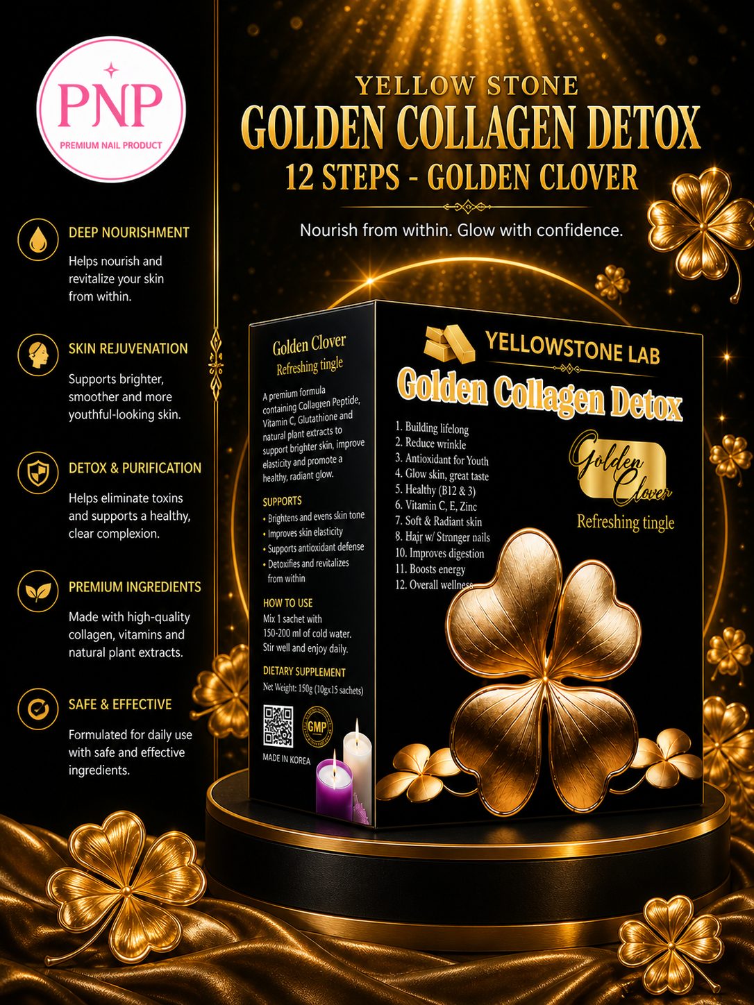Yellow Stone Golden Collagen Detox 12 Steps - Golden Clover