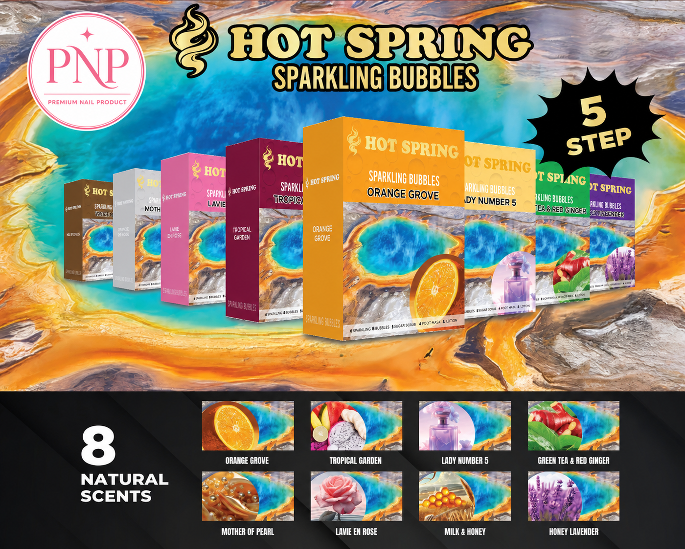 HOT SPRING Gassy Bubble 5in1 (Case of 40)+ Free Massage Candle 6oz