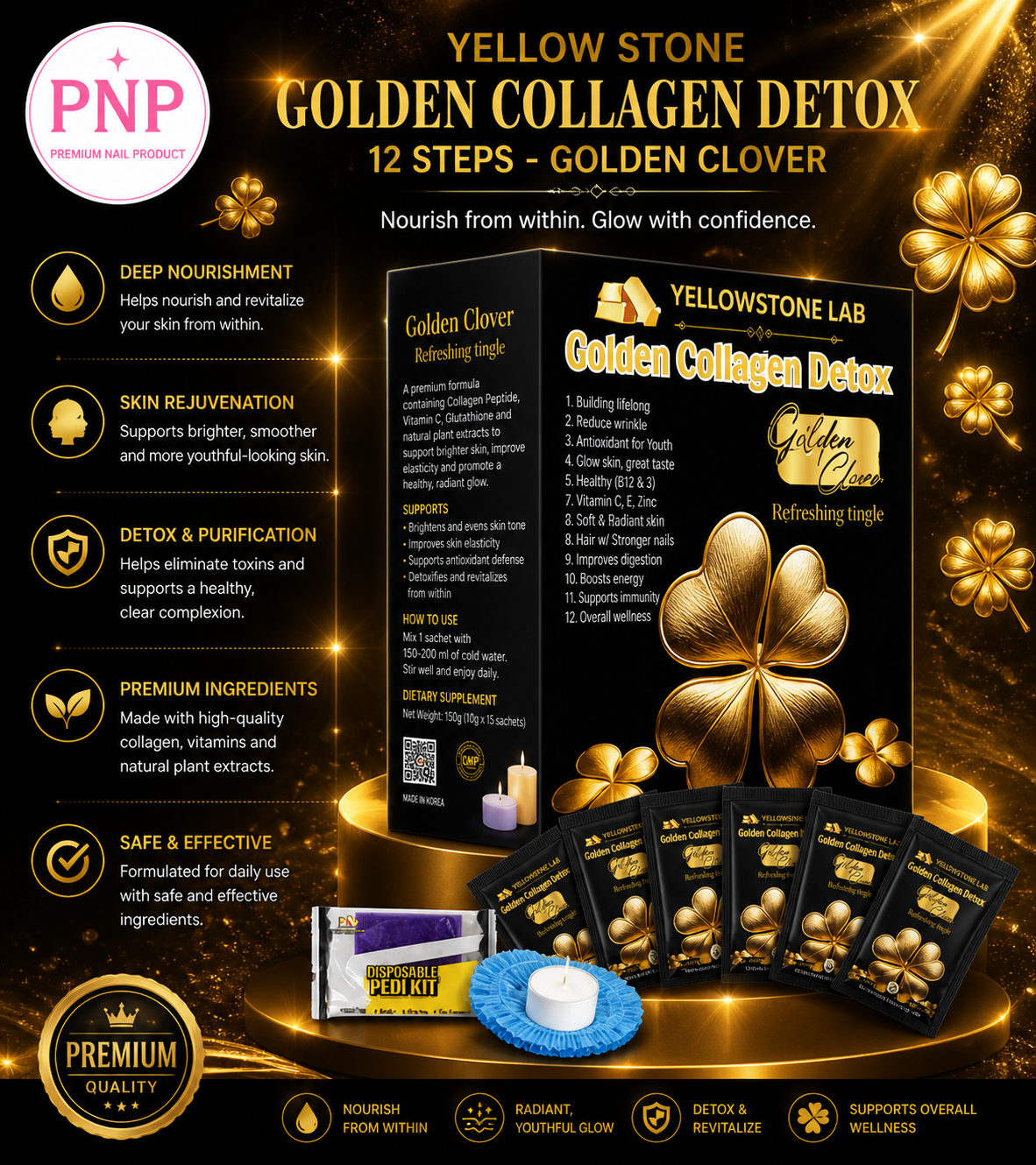 Yellow Stone Golden Collagen Detox 12 Steps - Golden Clover