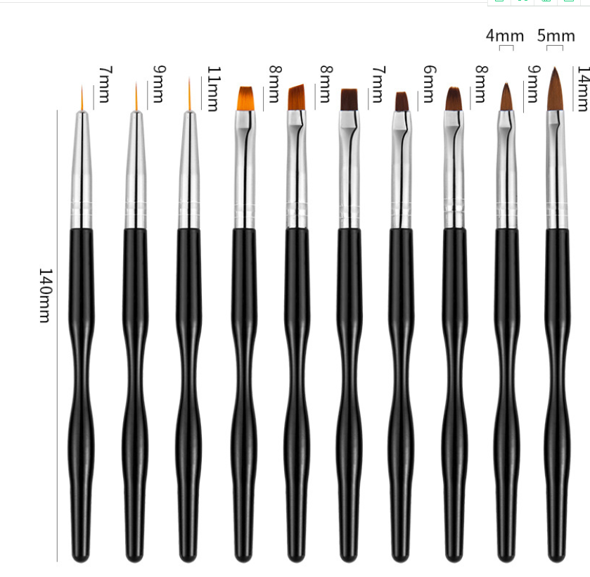 Ms nail paint brush set (10 pcs)