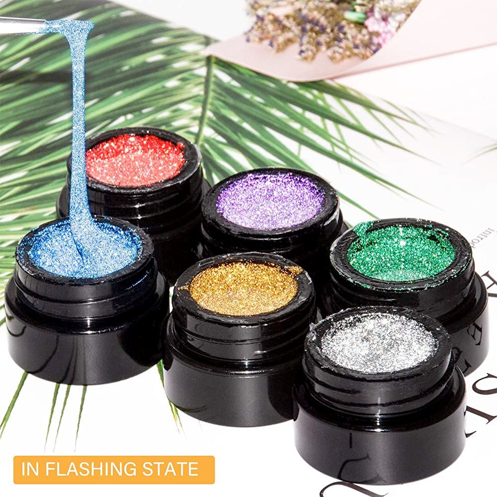 Aeon Spider Gel Party Disco 6 Colors + 3 Liner Brushes