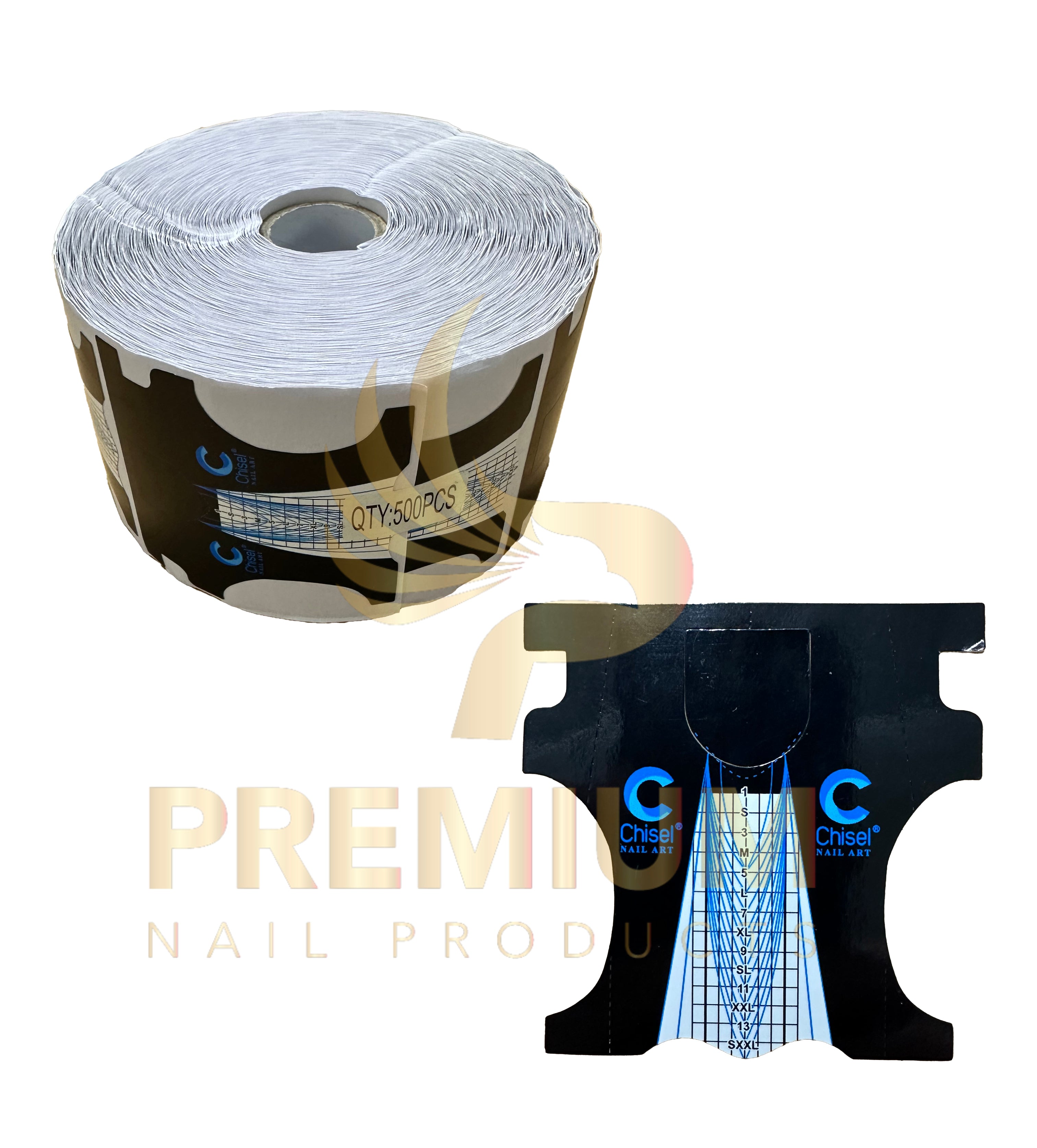 NAIL EXTENSION FORM - LONG (BLUE) - ROLL_500 PCS
