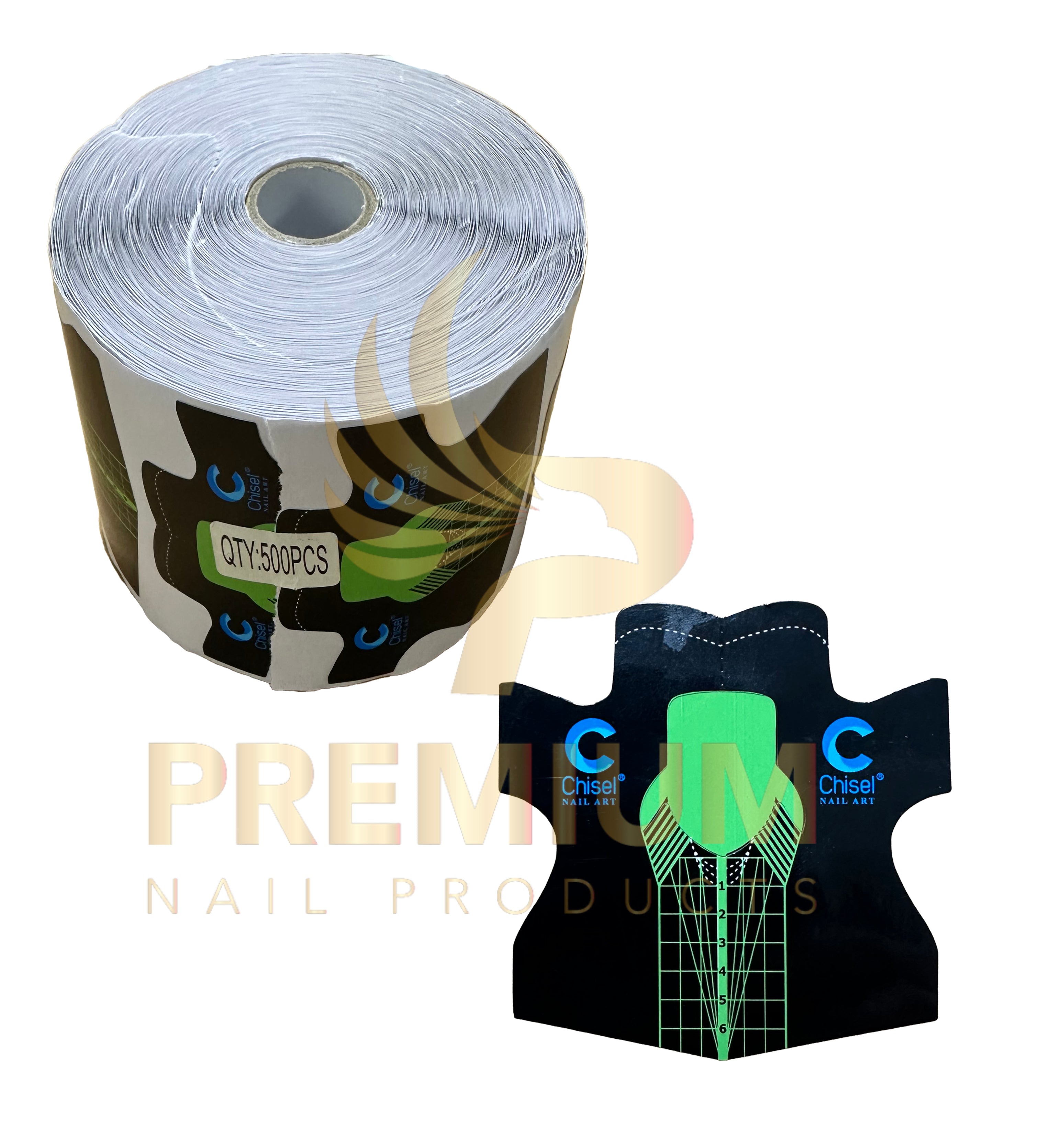 NAIL EXTENSION FORM - SHORT (GREEN) - ROLL_500 PCS