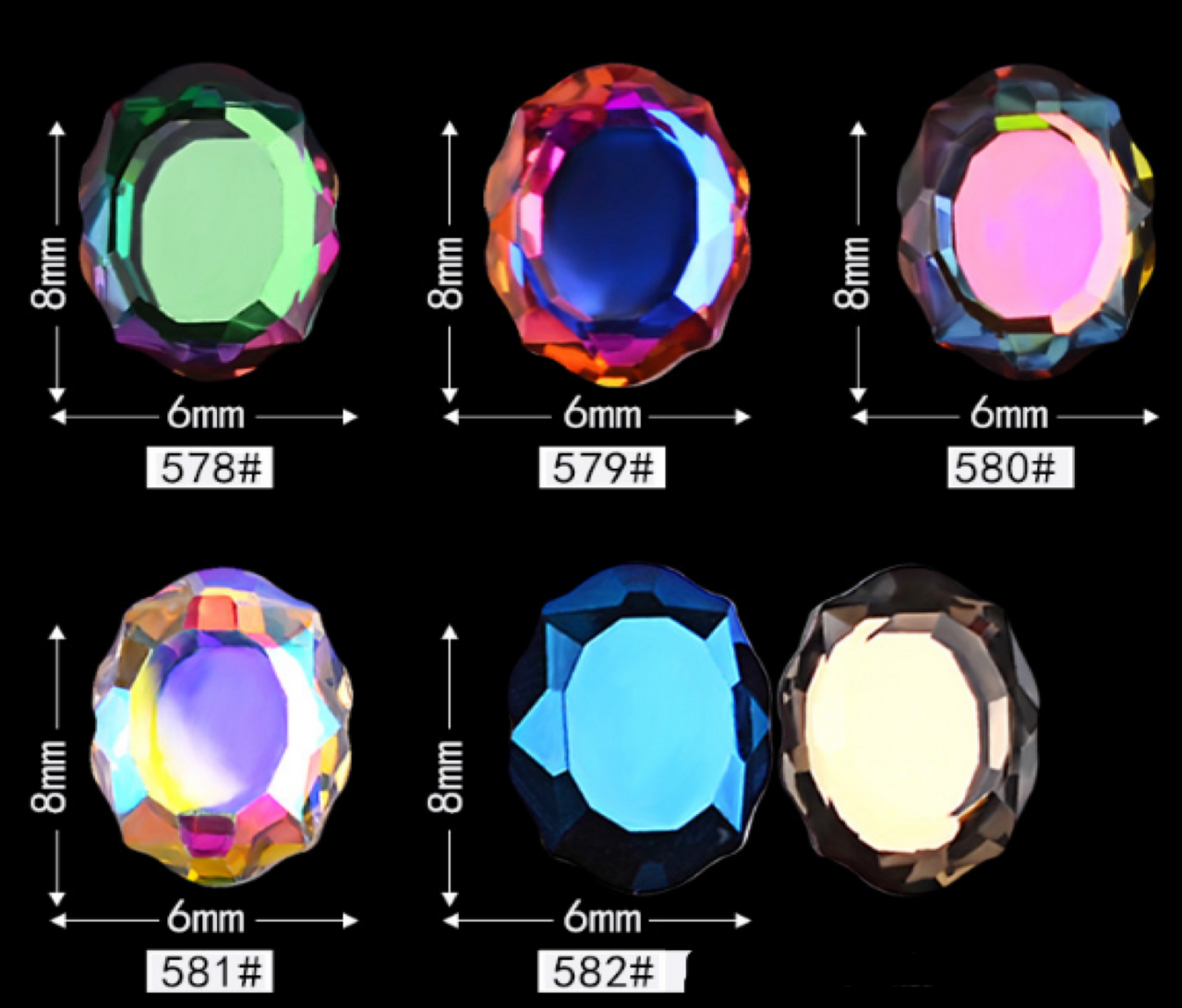Oval Rhinestones (bag of 20pcs)
