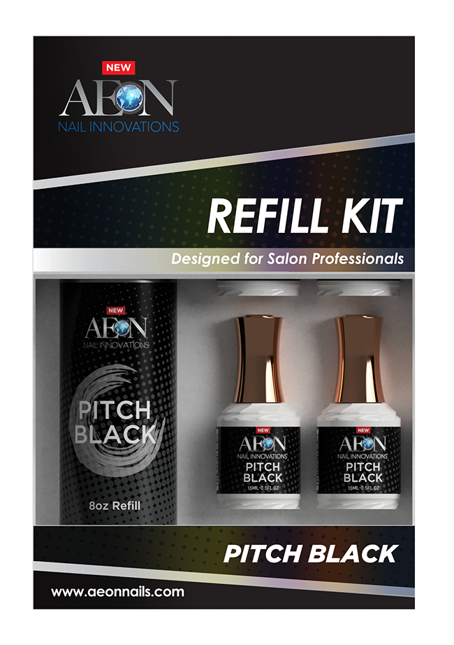 Aeon Pitch Black  Gel Refill 8oz + 4 Free Small Gel 0.5oz
