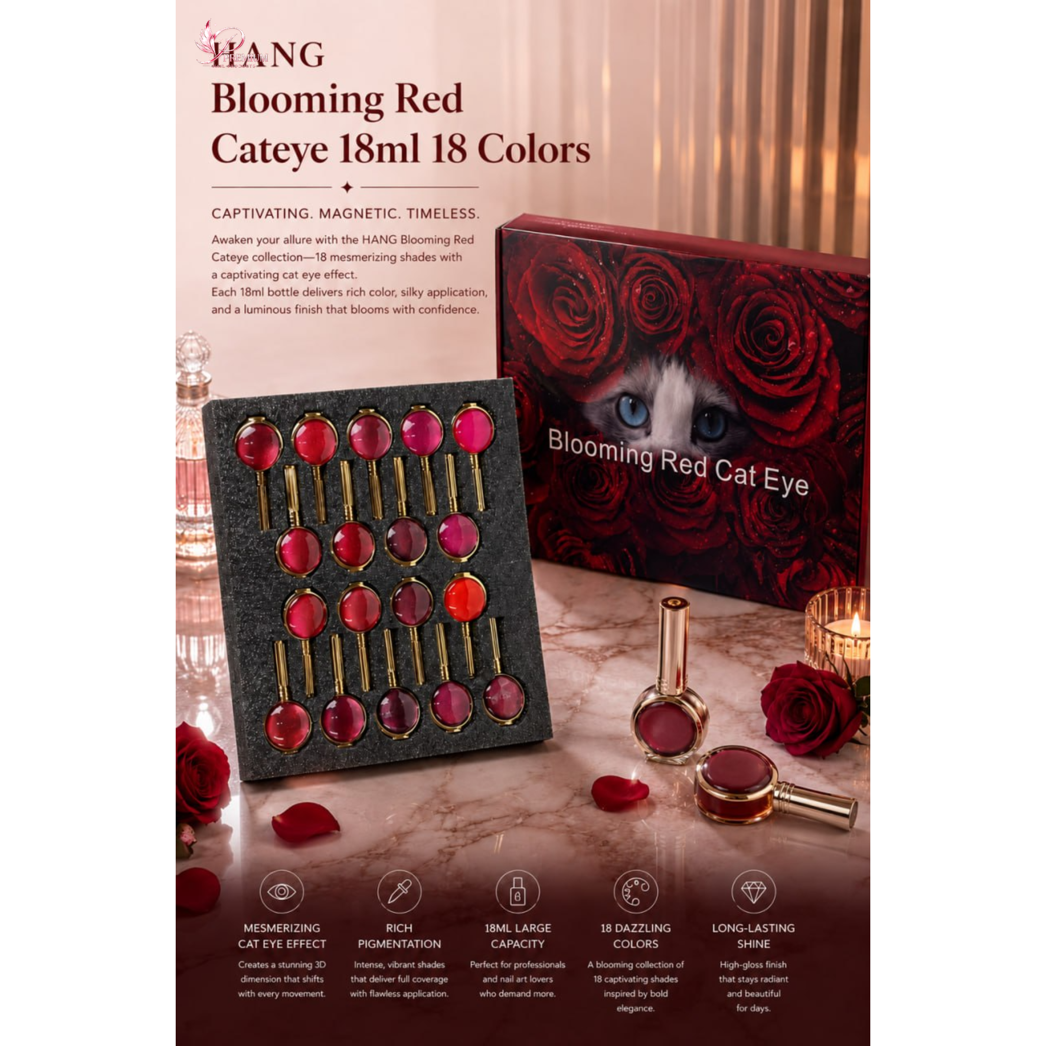 HANG Blooming Red Cateye 18ml 18 Colors