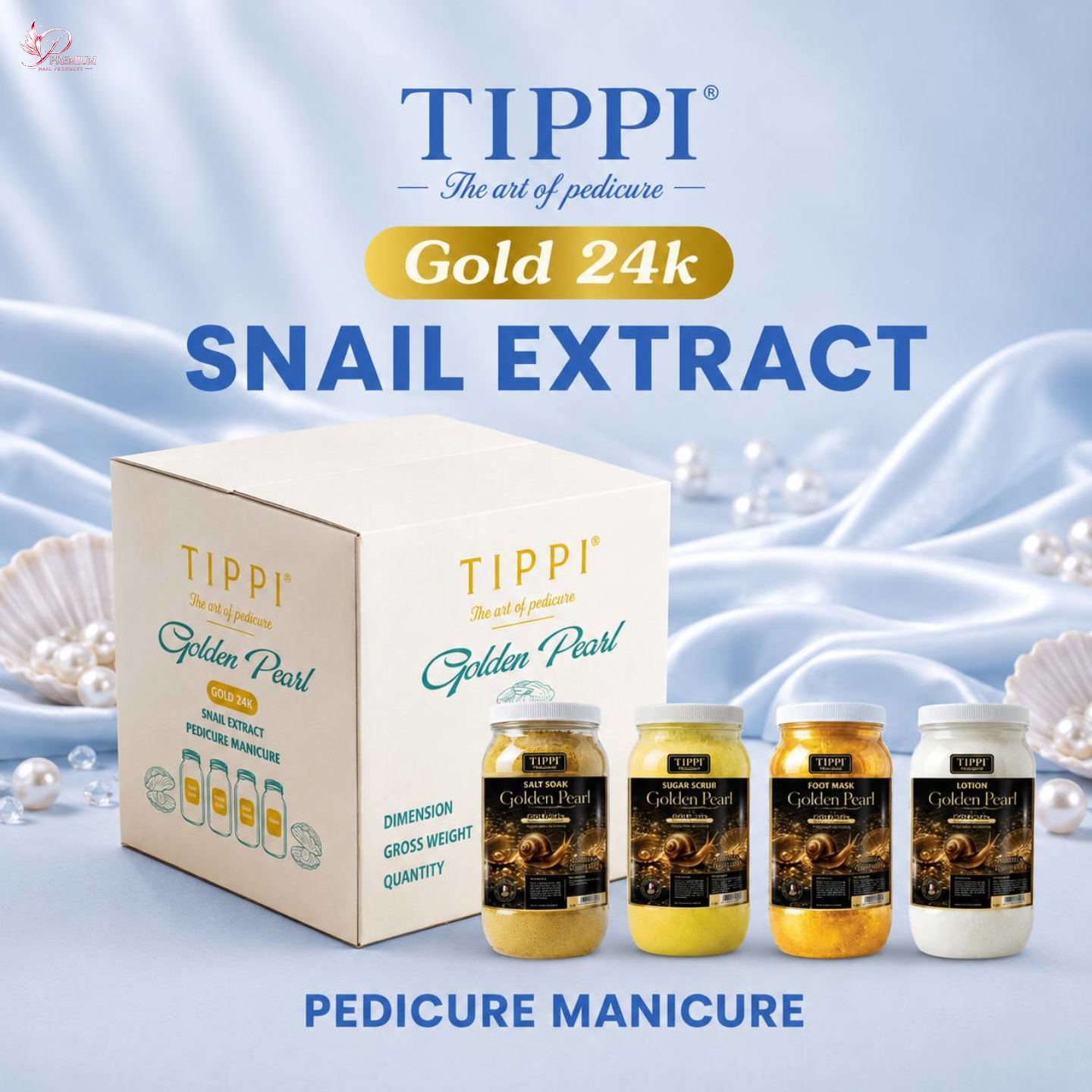 TIPPI Gold 24K Snail Extract 4-Step Pedicure – Golden Pearl Scent