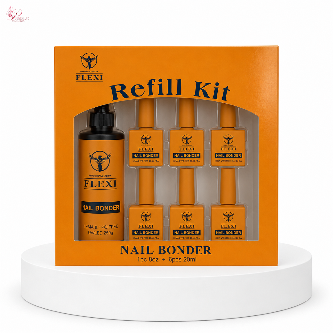 Phoenix - Flexi Nail Bonder (Sticky Bond) HEMA TPO FREE - Kit 8oz Free 6 (0.7 oz)