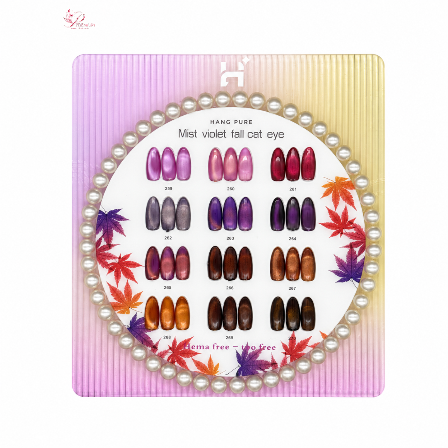 Hang Cateye Mist Violet Fall Collection 12 Colors (259 - 270) - Free 1 Set Water Drop + 2 Magnet (Ring+French)