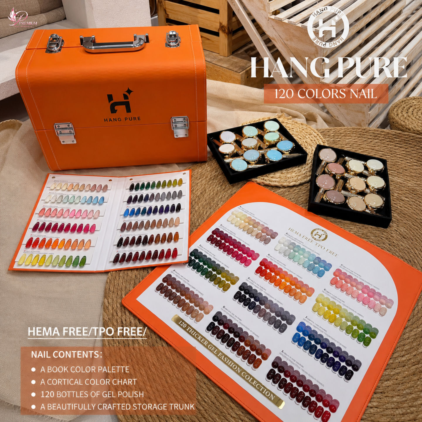 HANG PURE – 120 COLORS GEL POLISH COLLECTION FREE 1 VALI + 1 COLOR BOOK + 1 COLOR CHART