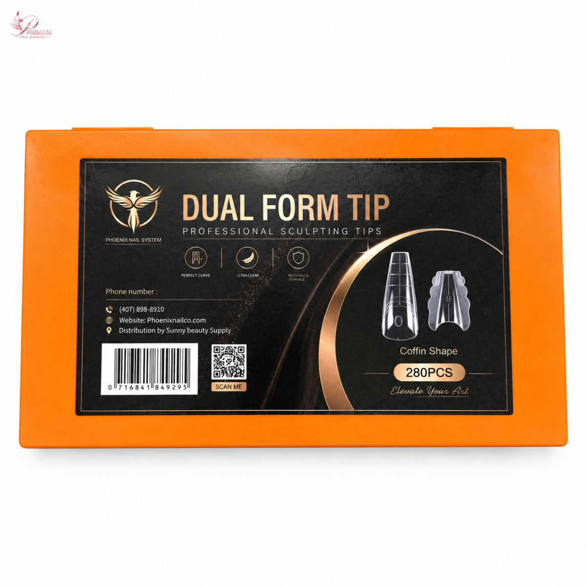 Phoenix Sandwich Dual Forms tips - Coffin Shape - 14 sizes 280pcs/box - #47 - FREE Gel Stick For Picking Up Gel
