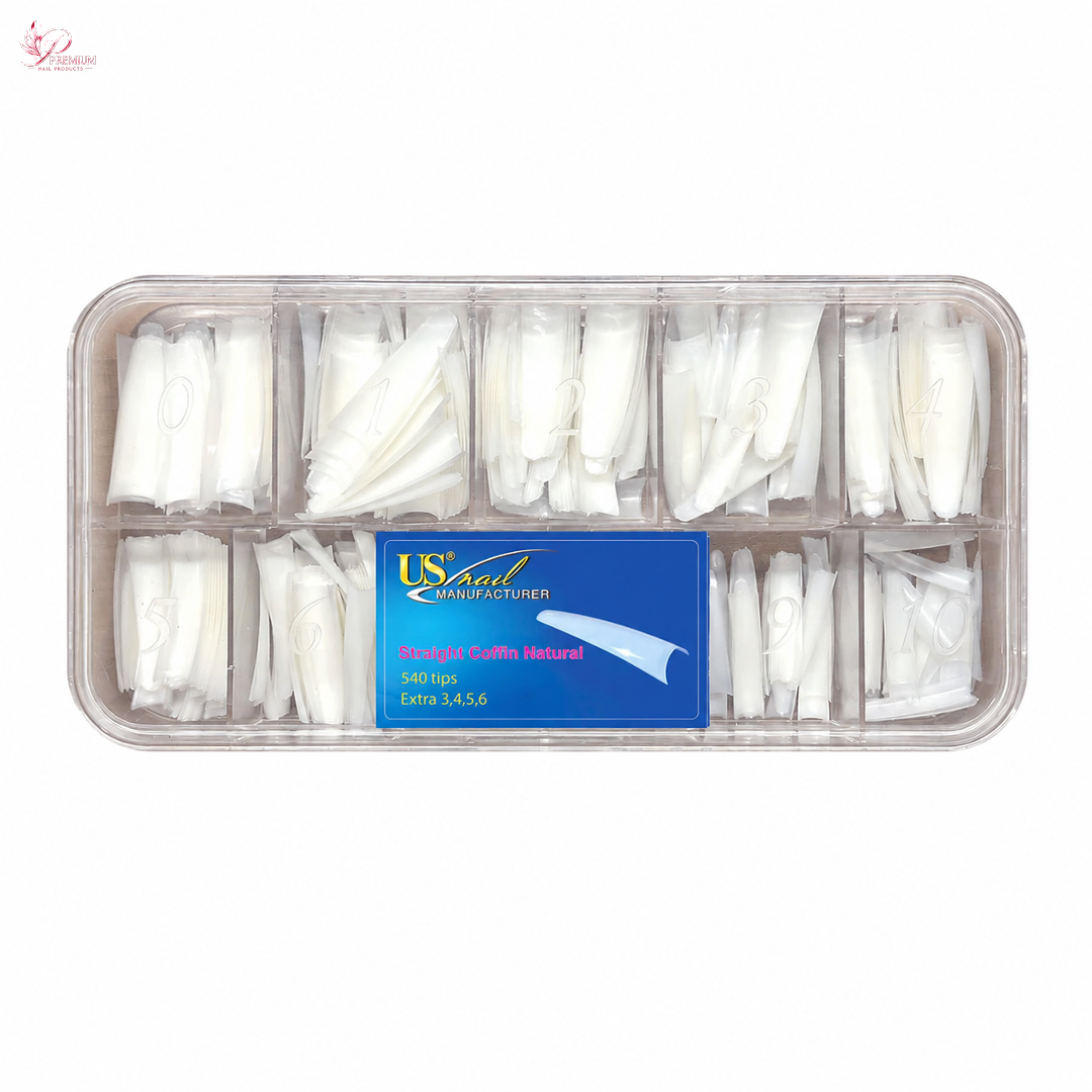 USN - Straight Coffin Clear Nail Tip 540/Box