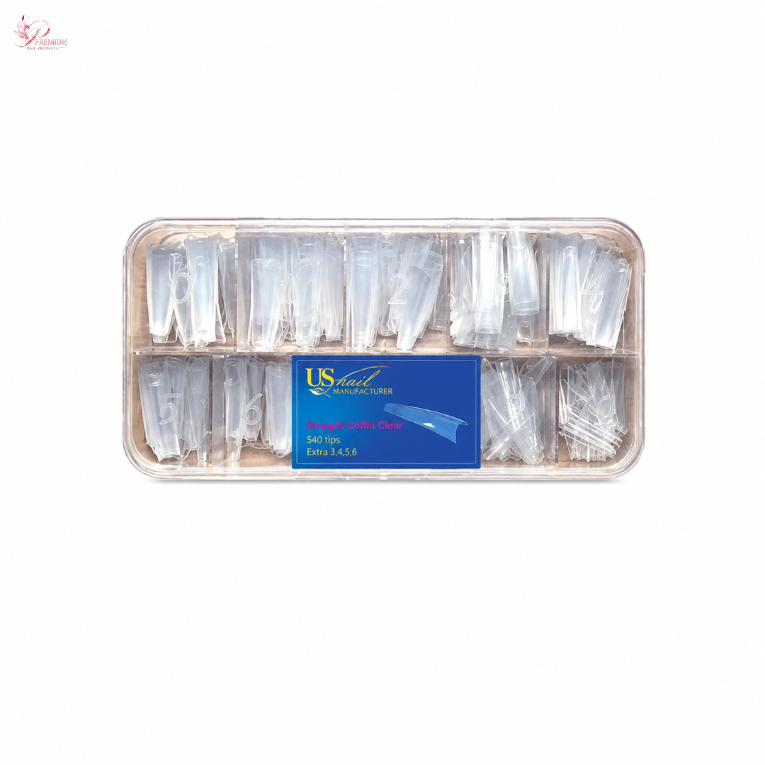 USN - Straight Coffin Clear Nail Tips Refill