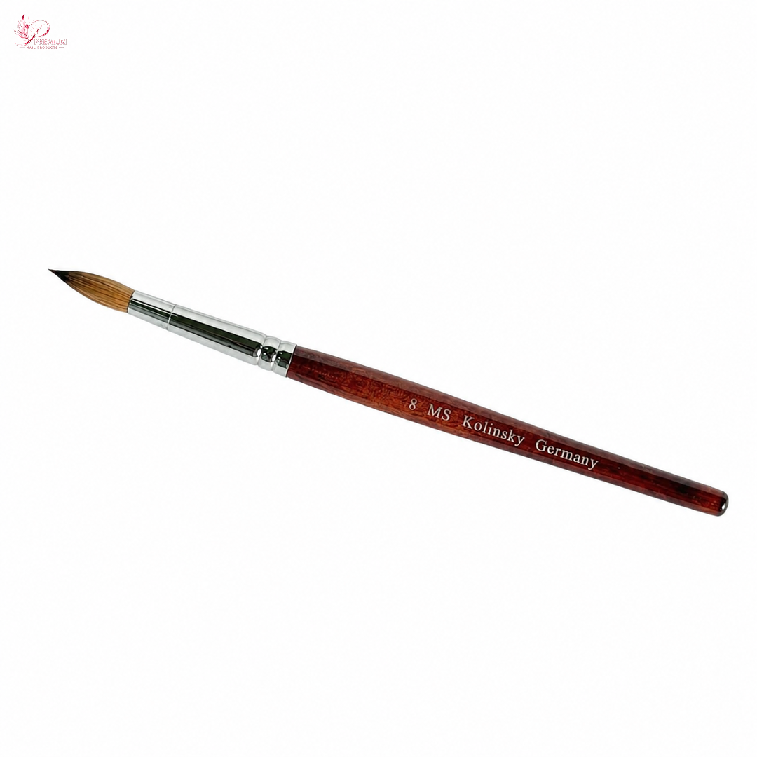 MS Kolinsky Germany Acetone Proof Red Wood Acrylic Brush No.8