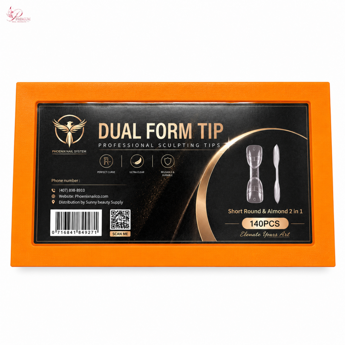 Phoenix Double-Ended Nail Form 2in1 Classic - Almond & Oval - 14 sizes 140pcs/box - #53 - FREE Gel Stick For Picking Up Gel