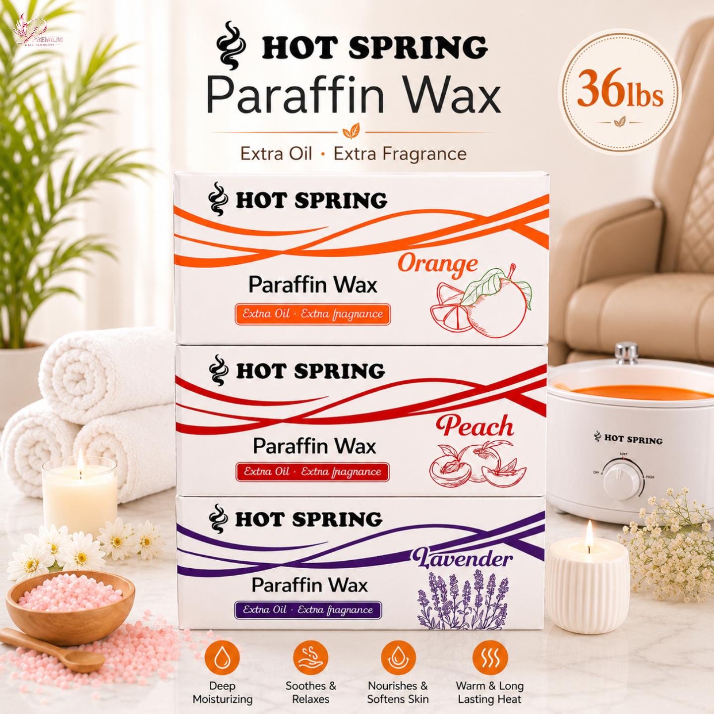 Hot Spring Premium Paraffin Wax - ORANGE (36 Lbs)