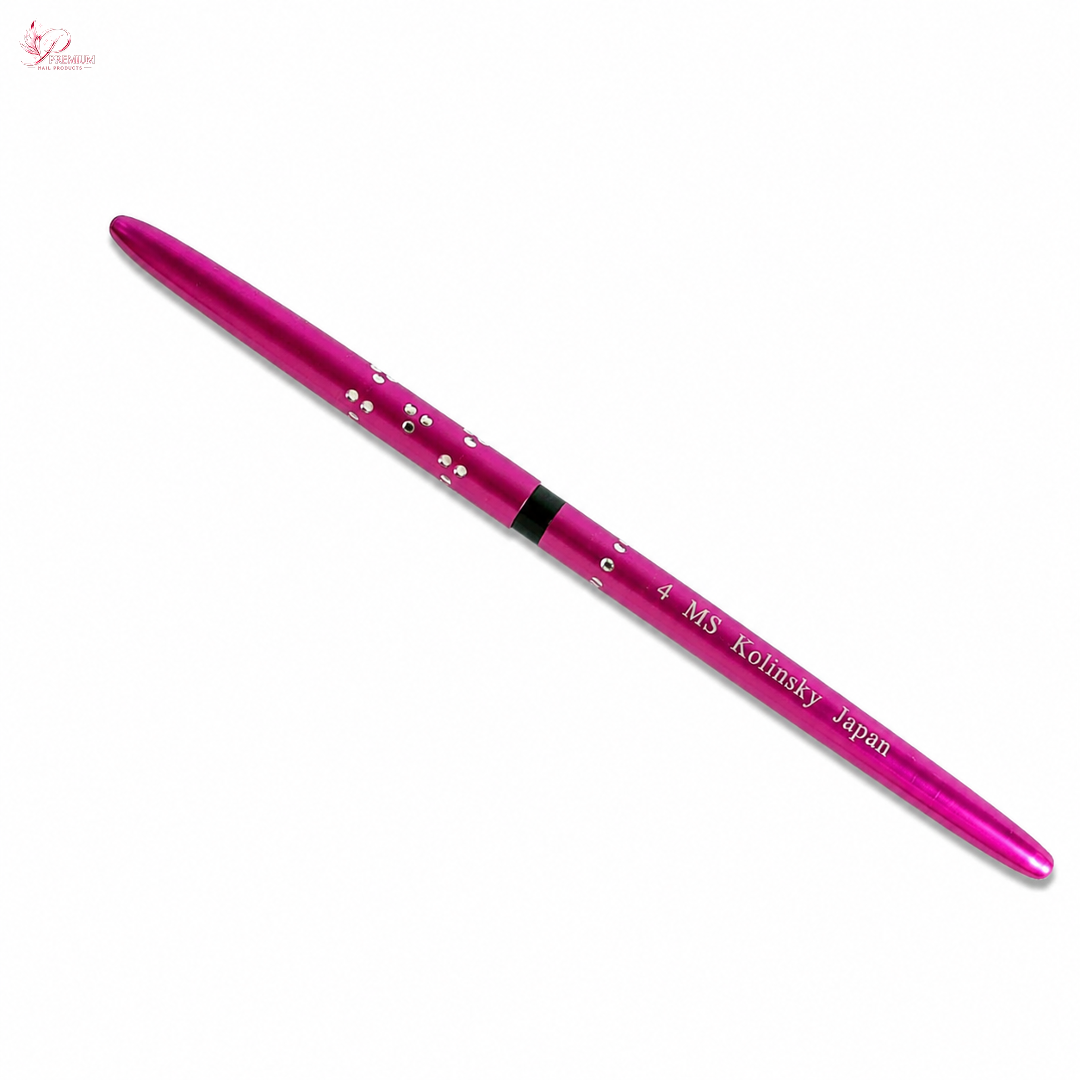 MS Kolinsky Japan Pink Aluminium 3D Brush No.8