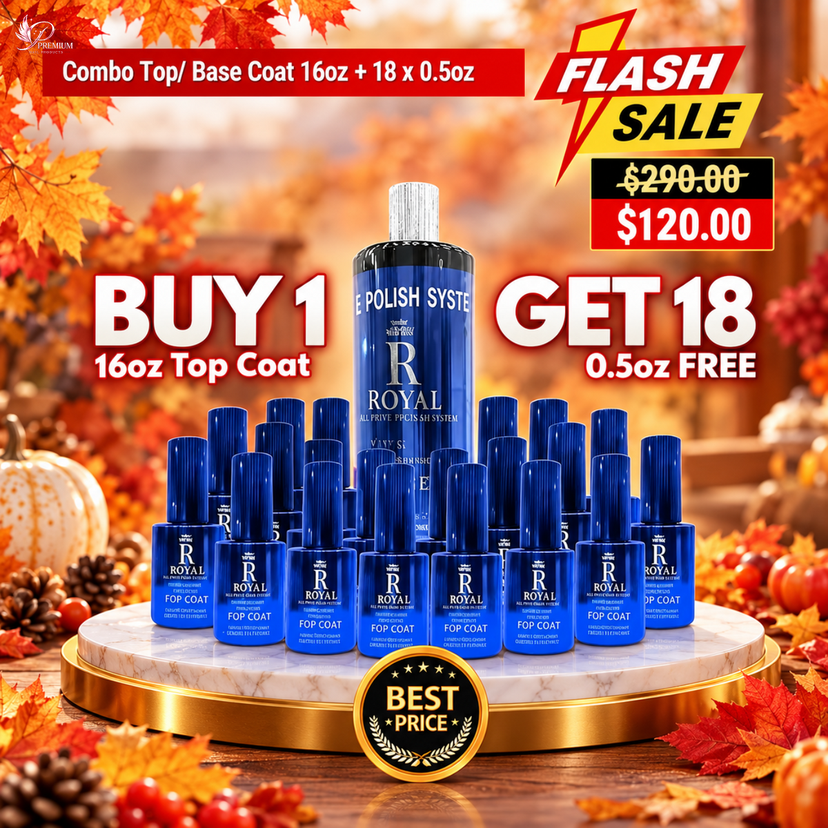 Royal Top Coat Refill 16oz + FREE 18 bottles x 0.5oz