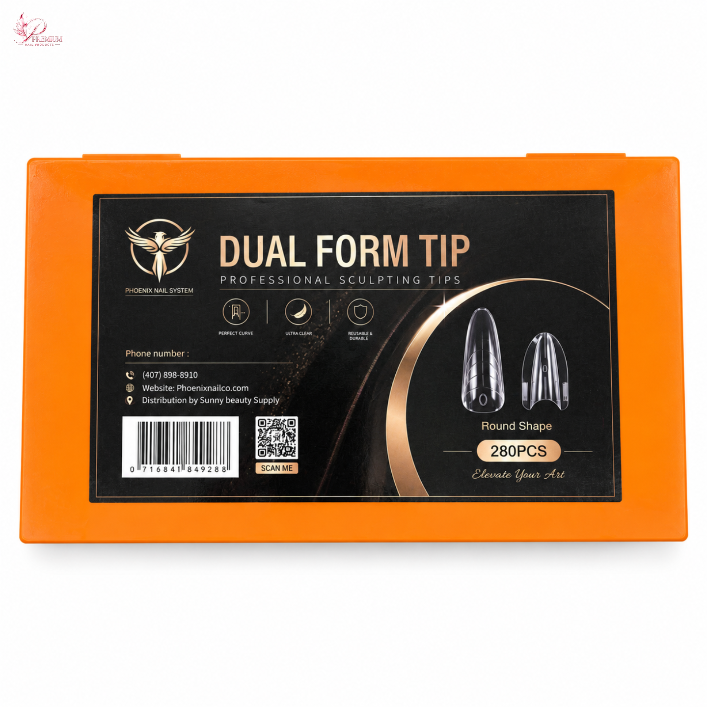 Phoenix Sandwich Dual Forms tips - Round Shape - 14 sizes 280pcsbox - #38 - FREE Gel Stick For Picking Up Gel