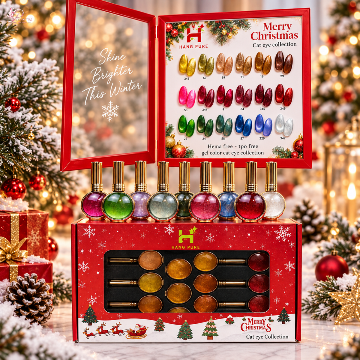 Hang Cateye Merry Christmas Collection 18ml - 18 Colors - Free Magnet