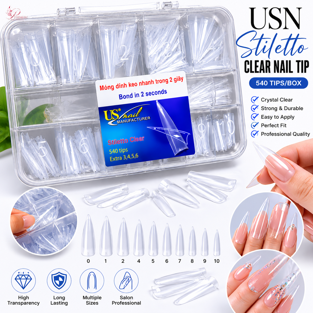 USN - STILETTO CLEAR NAIL TIP 540/BOX