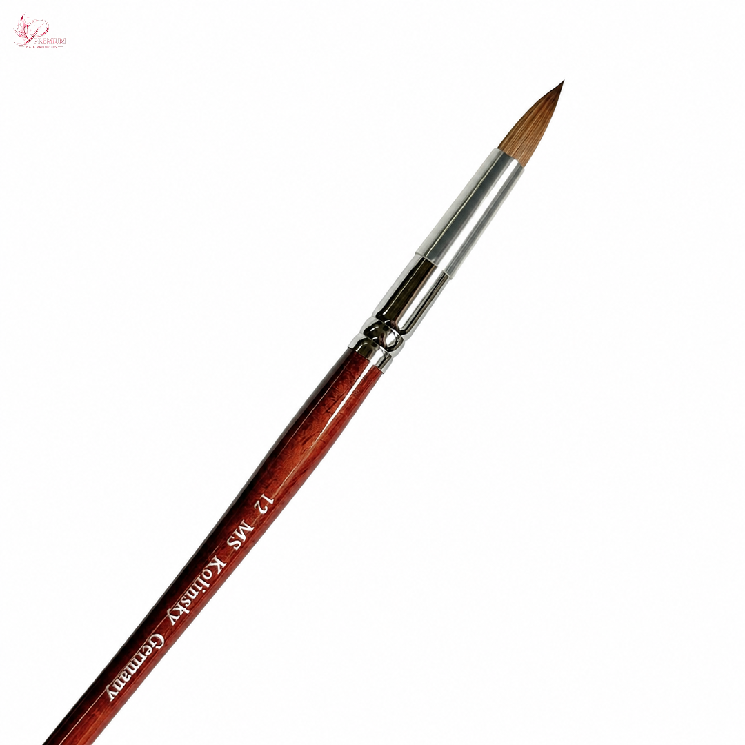 MS Kolinsky Germany Acetone Proof Red Wood Acrylic Brush No.12