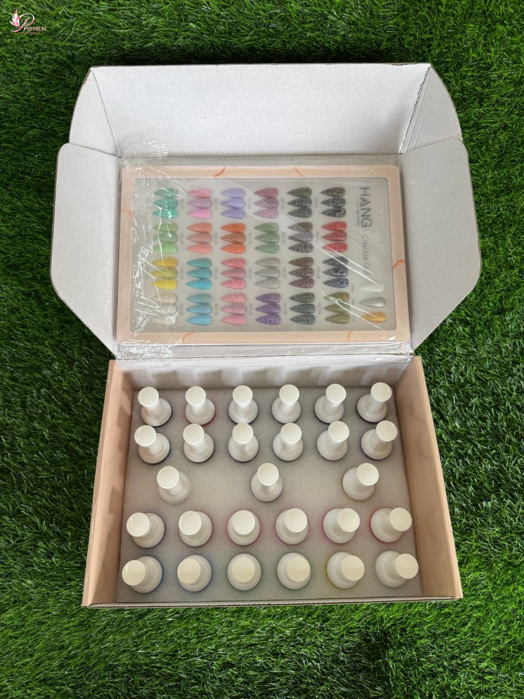 HANG Crackle Gel Collection – 27 Colors | 24 Gel Polish + 3 Base Colors + Display