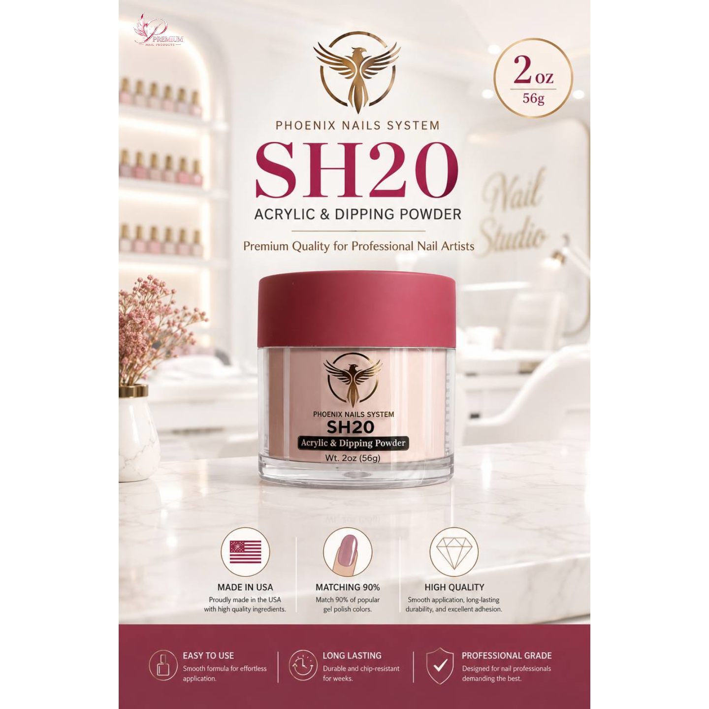Phoenix SHEER Dip & Acrylic Powder Collection 24 Colors - Free 1 Color Book + Vali - FREE Acrylic Brush PHOENIX  - LIMITED TIME ONLY