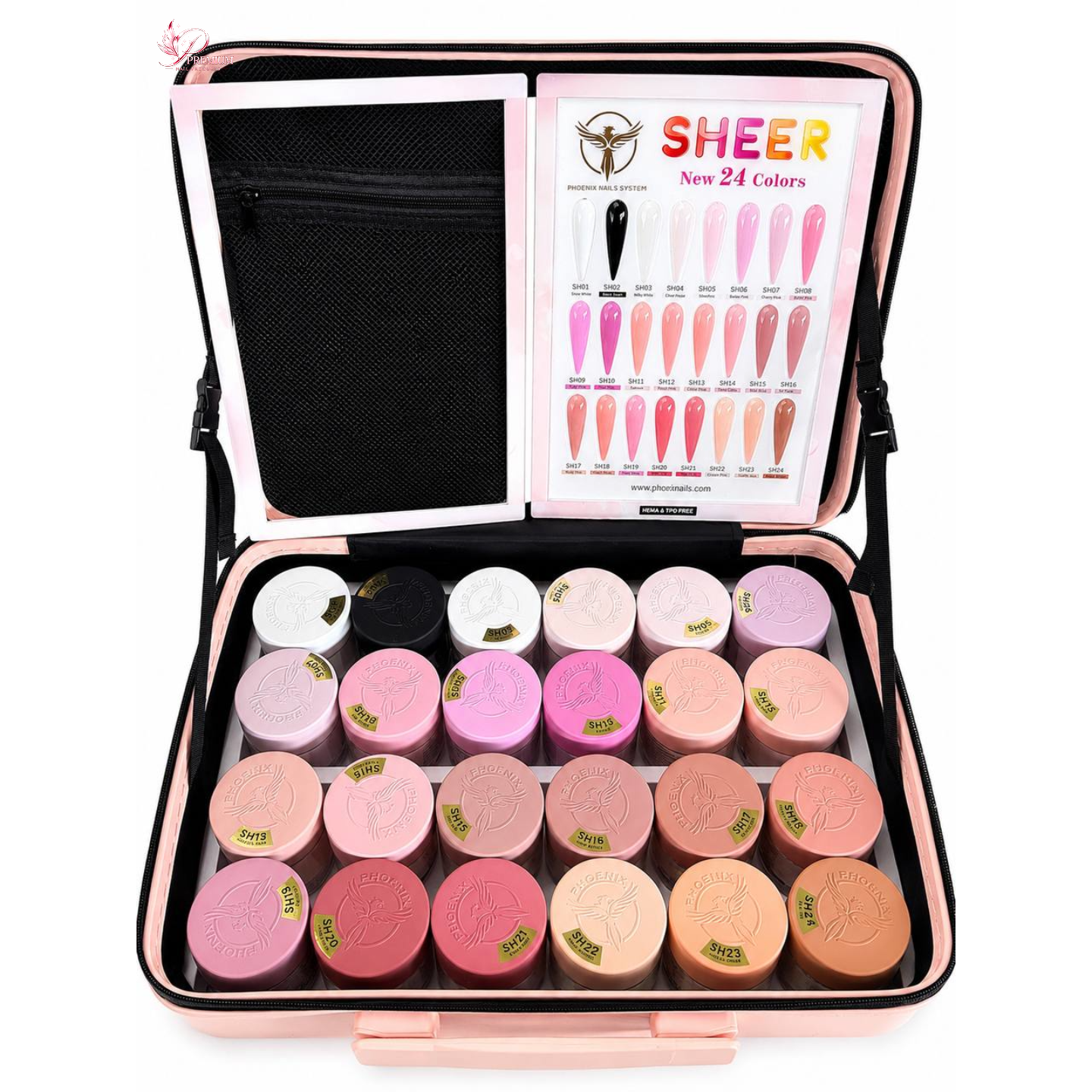 Phoenix SHEER Dip & Acrylic Powder Collection 24 Colors - Free 1 Color Book + Vali - FREE Acrylic Brush PHOENIX  - LIMITED TIME ONLY