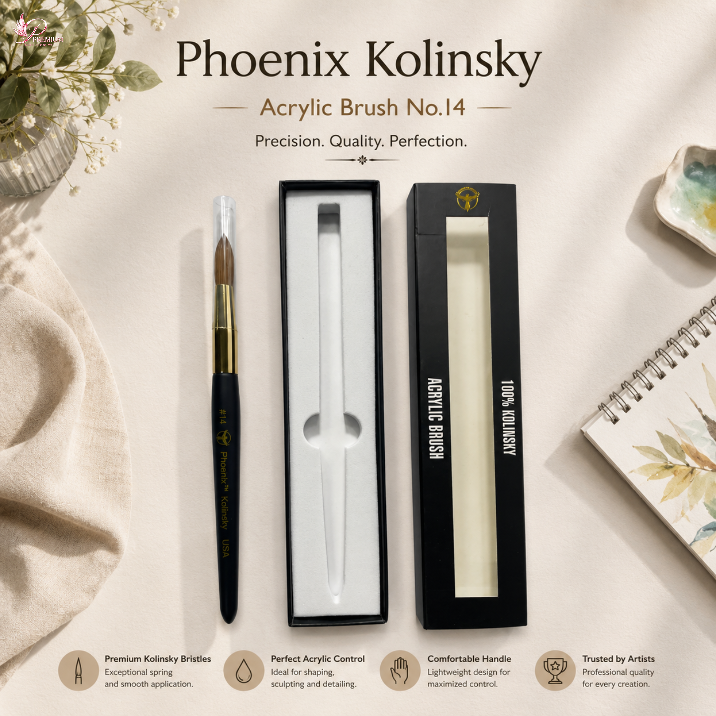 Phoenix Kolinsky Germany Acrylic Brush No.14