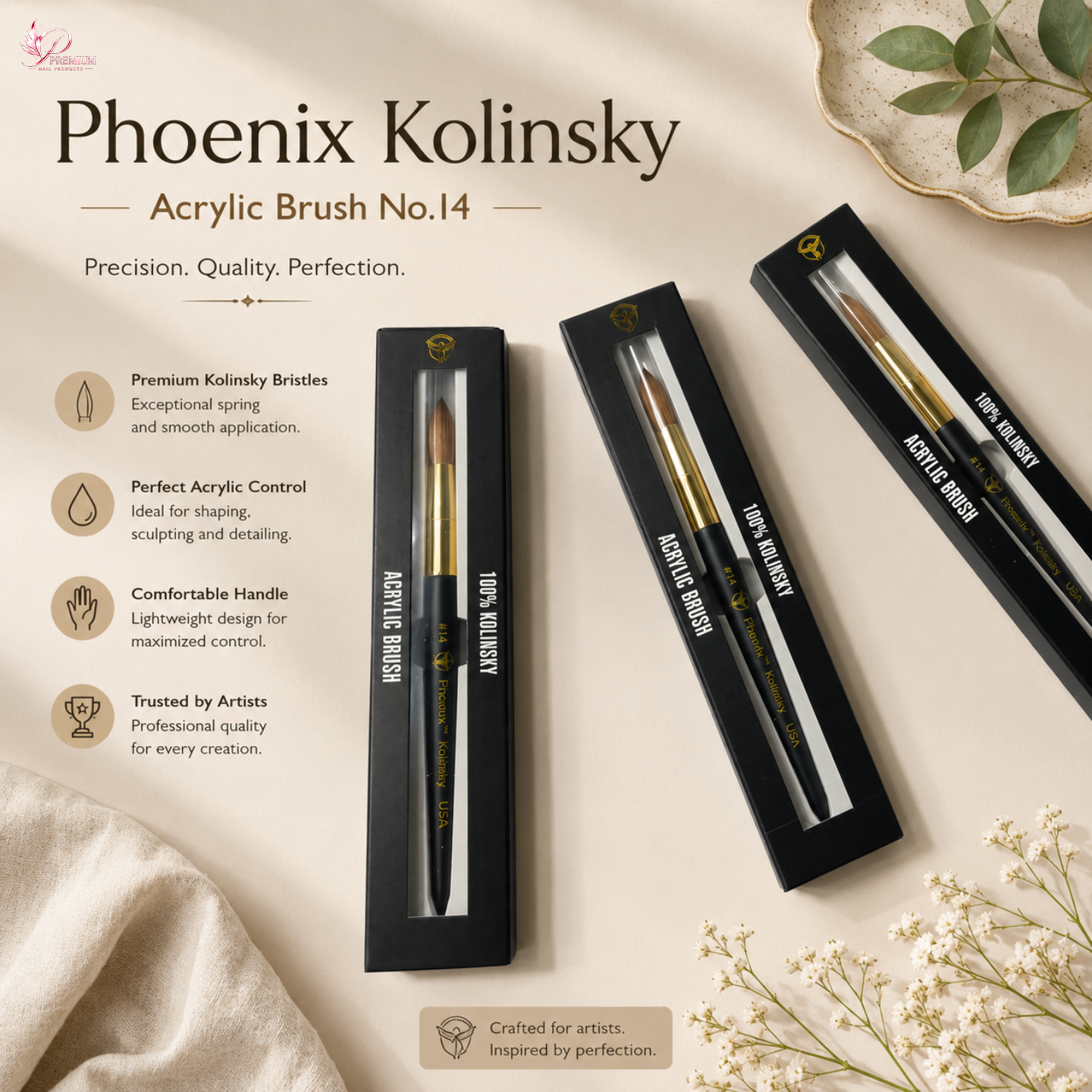 Phoenix Kolinsky Germany Acrylic Brush No.14