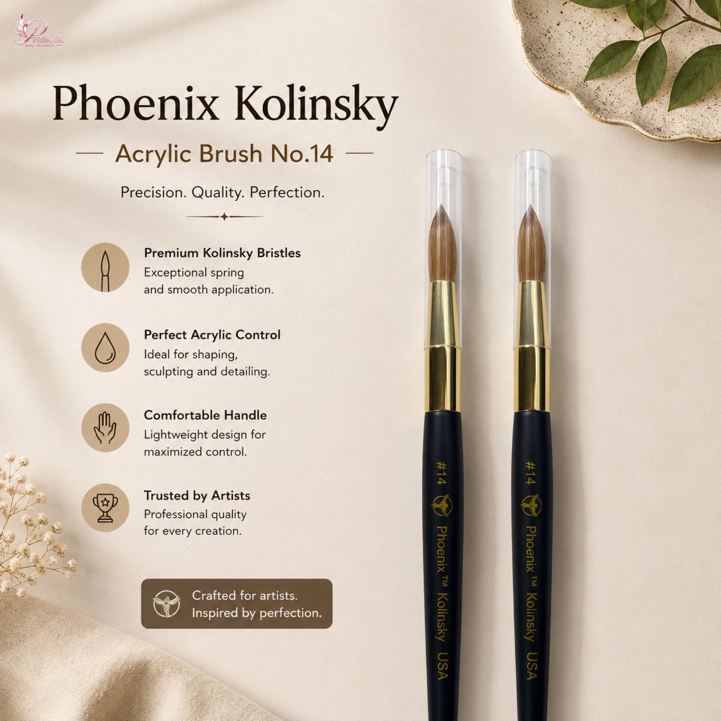 Phoenix Kolinsky Germany Acrylic Brush No.14
